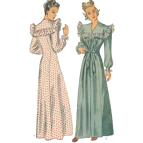 Vintage 1940's Sewing Pattern: Women's Negligee, Nightdress, Nightgown 30  76.2cm 