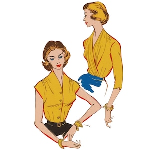 1950er Jahre Bluse mit Stola - Schnittmuster 190 cm (PDF Download)