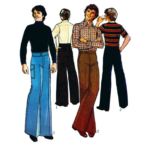Patron de costura vintage de los anos 70 pantalones de hombre Cintura 34 87 cm Etsy Espana
