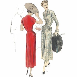 PDF - Patrón de costura vintage de los años 1940, vestido especial de una pieza Vogue - Busto: 34" (86,4 cm) - Descargar