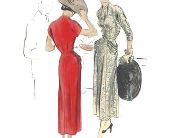 PDF - Patrón de costura vintage de los años 1940, vestido especial de una pieza Vogue - Busto: 34" (86,4 cm) - Descargar