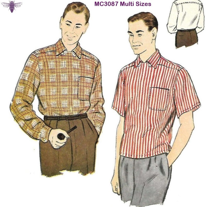 1950s Sewing Patterns | Dresses, Skirts, Tops, Mens     Vintage 1950s Sewing Pattern Mens Sports Shirt - Multi Sizes $24.89 AT vintagedancer.com