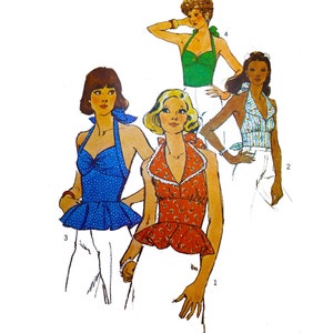 Vintage 1970s Pattern – Halter-Tops, Four Styles in One - Bust 32.5” (82.5cm)