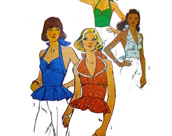 Vintage 1970s Pattern – Halter-Tops, Four Styles in One - Bust 32.5” (82.5cm)