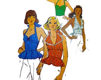 PDF - Vintage 1970s Pattern – Halter-Tops, Four Styles in One - Bust 32.5” (82.5cm) Instantly Print at Home