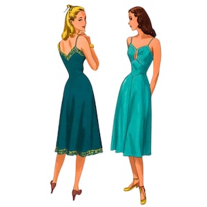 PDF - 1940&#39;s Sewing Pattern, Women&#39;s Full Length Slip - Bust 34” (86.4cm) ) - Download