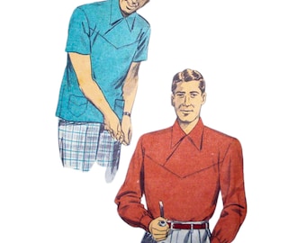 PDF - 1950s Rockabilly Men's Shirt Sewing Pattern: Chest 38-40"(97-102cm) - Download