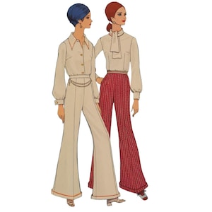 PDF - Patron de couture vintage des années 1970, pantalon évasé pour femme - Tour de taille : 25,5 po. (64,8 cm) - Télécharger