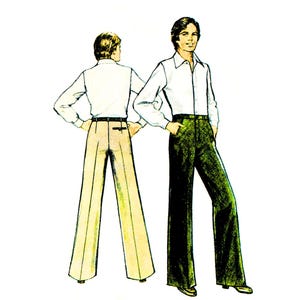 Vintage 1970s Sewing Pattern, Men’s Trousers - Waist: 30 – 39” (76 – 99cm), Multisized