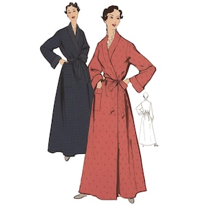 PDF - 1950年代のヴィンテージ裁縫パターン：女性用ガウン、ロング丈ローブ - バスト38インチ（97 cm） - 自宅ですぐに印刷