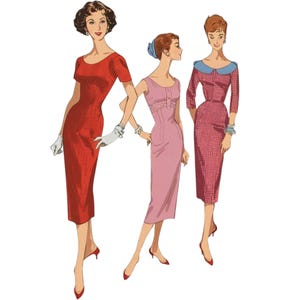 PDF - 50er Jahre Schnittmuster: Starlet Rockabilly &#39;Elizabeth&#39; Bleistiftkleid - Oberweite 97 cm - Download