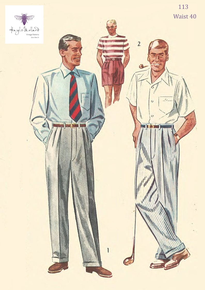 1950s Sewing Patterns | Dresses, Skirts, Tops, Mens 1950s Mens Slacks Waist 40