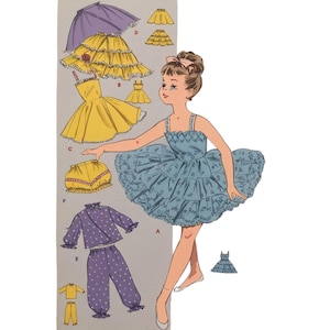 PDF - Vintage 1950s Sewing Pattern: Girl&#39;s Lingerie, Frilly Petticoat, Slip, PJ&#39;s - Chest 23” (58cm) - Download