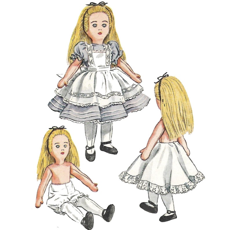 Vintage 1940s Sewing Pattern: Alice in Wonderland Doll & Clothes Height 18 45.7cm image 1