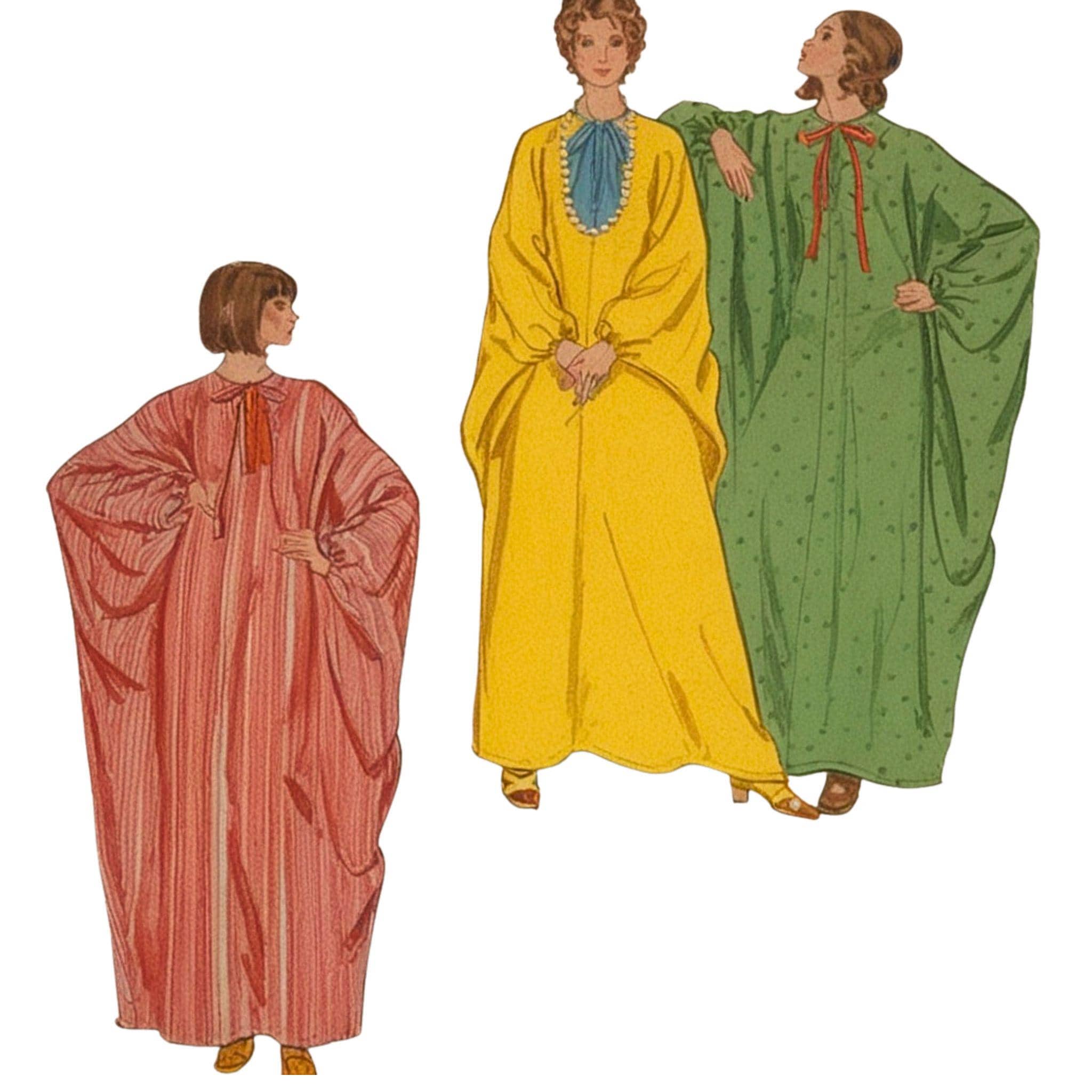 PDF - 1970's Sewing Pattern: Kaftan / Kimono, Loose Fitting Dress - Bust 38" (96.5cm) / 40" (101.6cm) - Download