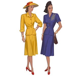 PDF - 1940&#39;s Sewing Pattern: Women&#39;s Wartime Two-Piece Suit - Bust 37&quot; (94cm) - Instantly Print at Home