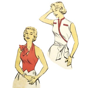 Vintage 1950s Pattern – Halter-neck & Wrap Blouses - Multi-sizes