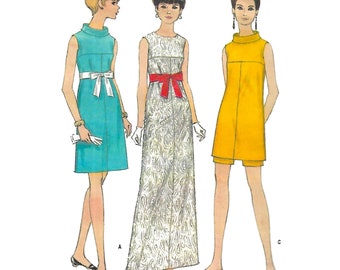 Vintage 1960s Pattern – Dress in Three Lengths & Pant Shorts - Bust 34” (86.4cm)