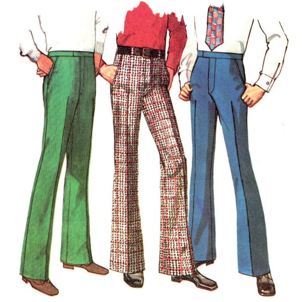 PDF - Vintage 1970s Sewing Pattern, Men’s Pants in Proportioned Sizes - Waist: 34” (87cm) - Download