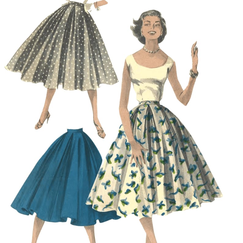 Vintage 1950's Sewing Pattern Rockabilly Full Circle Skirt Various Sizes Available image 1