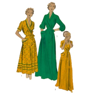 PDF - 1950&#39;s Vintage Sewing Pattern Women&#39;s Dressing Gown Robe House Coat, Bust 30&quot; (76cm) - Download