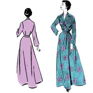 1940s Sewing Pattern: Donna Wrap Around Housecoat, Robe, Dressing Gown - Bust 36" (91cm)