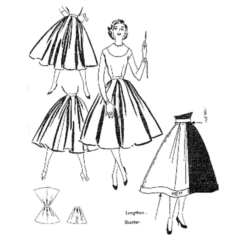 Vintage 1950's Sewing Pattern Rockabilly Full Circle Skirt Various Sizes Available image 2