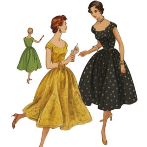 Vintage 1950&#39;s Sewing Pattern: Women&#39;s Rockabilly Dress - Bust 34” / 86cm
