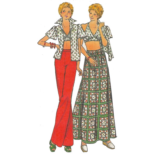 PDF - Vintage 1970s Pattern – Blouse, Halter Top, Skirt & Pants - Bust: 38” (96.5cm) - Instantly Print at Home