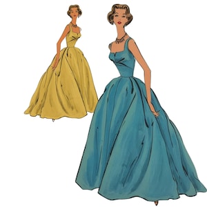 PDF - Vintage 1950s Sewing Pattern, Ball Gown - Bust: 34” (86cm) - Download
