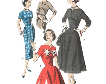 Vintage 1950's Sewing Pattern: Wiggle Sheath or Flared Dress. Rockabilly - Multi Sizes