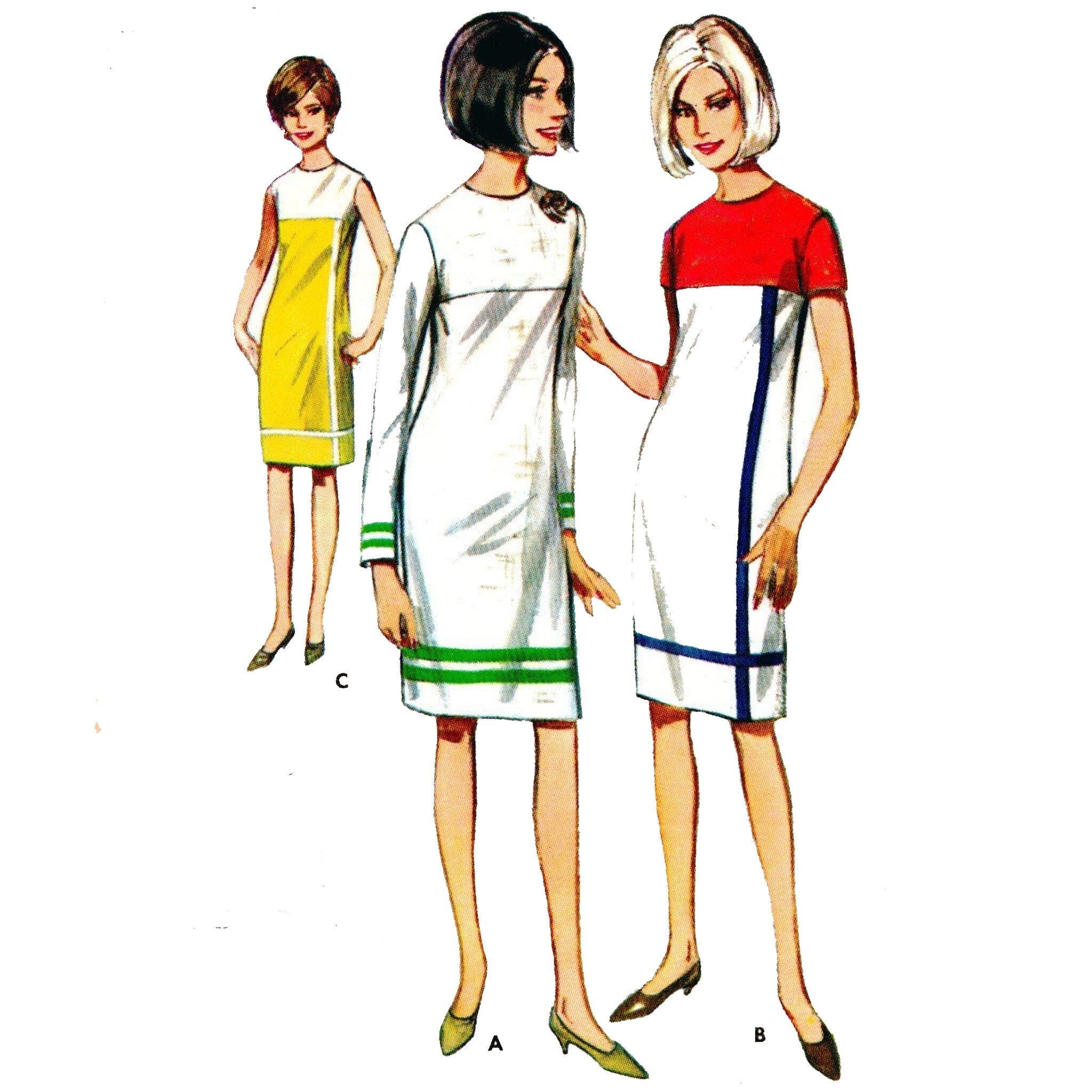 60s Color Block Dress Pattern -  Canada