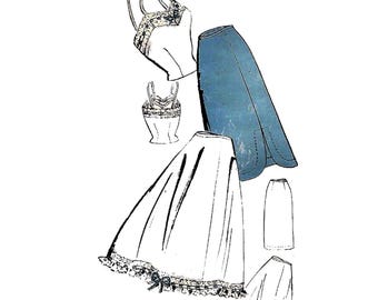 PDF - 1940's Lingerie Pattern, Camisole, Petticoat Styles,Bust 34"(86cm) - Download