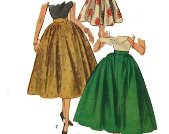 PDF - Vintage 1950's Sewing Pattern, Full Circle Skirt, Swing, Rockabilly - Waist 24" (61cm) - Instantly Print at Home