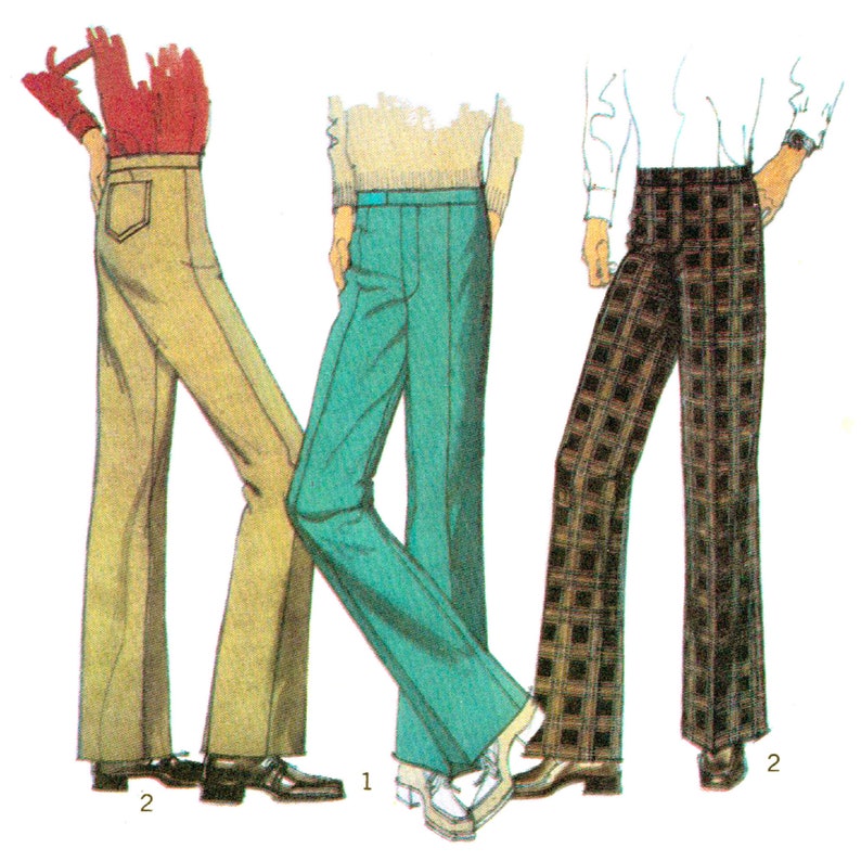 1960s Sewing Patterns | 1970s Sewing Patterns     PDF - Vintage 1970s Sewing Pattern Men’s Flared Trousers - Waist: 39” (99cm) - Download  AT vintagedancer.com