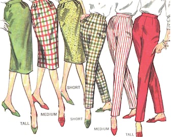 PDF - Vintage 1950s Sewing Pattern, Skirt & Pants - Waist: 28” (71cm) - Download
