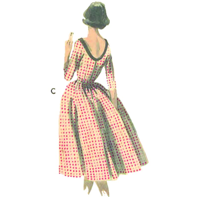 PDF - 1950's Sewing Pattern Rockabilly Fit and Flare Dress  -  Bust 32” (81cm) - Instantly Print at Home