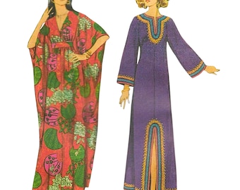 Vintage 1970s Pattern, Caftans Bust 32.5”- 42”(82.5cm-106.7cm)
