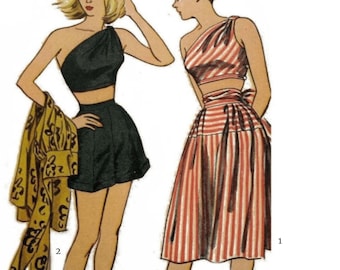 PDF - 1950's Sewing Pattern: Women's Beachwear - Bust 32” (81cm) - Instantly Print at Home