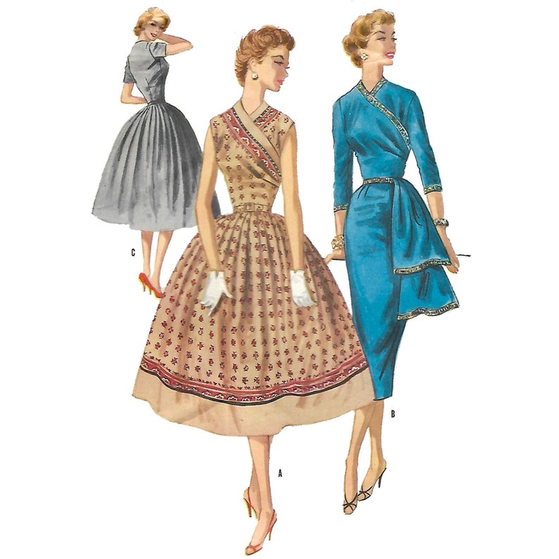 Vintage 1950s Sewing Pattern 'Monica' Dress, Three Styles, Sash Bust 36 91.4cm image 2