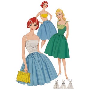 PDF - Vintage 1960s Sewing Pattern, Marilyn Monroe Style Dirndl Dress  - Bust 32” (83cm) - Download