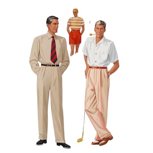 PDF - 1950's Sewing Pattern: Men's Slacks Pants Trousers Shorts Pleats - Waist 30" / 76.2 cm - Download