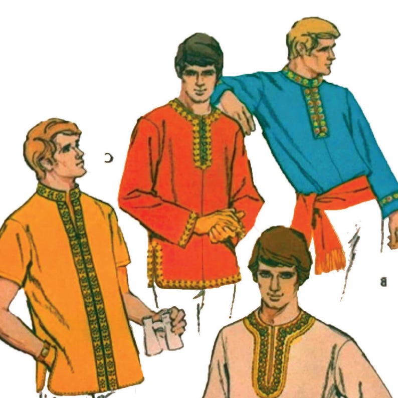 PDF - 1970s Sewing Pattern, Robe & Case - Chest: 42 – 44” (106-111cm) - Download main image 0