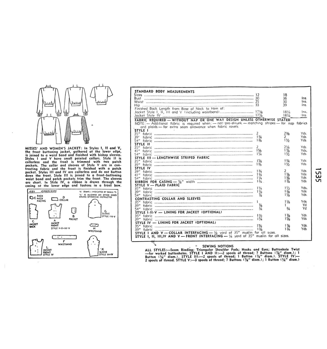 Vintage 1940's Sewing Pattern Land Girl Lumber Jacket / Etsy