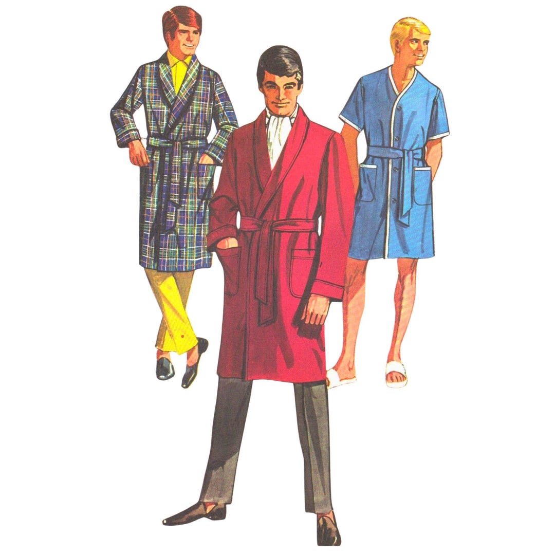 Free Man Robe Pattern PDF - 1970s Men’s Robes Sewing Pattern, Chest: 38 - 40” (96-101cm ...