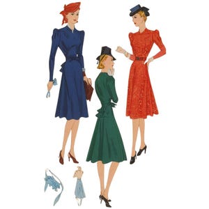 PDF - 1940&#39;s Schnittmuster: Elegantes Tee-Kleid - Büste 81,3 cm - Sofortiges Drucken zu Hause