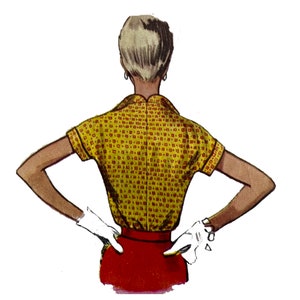PDF Vintage 1950s Pattern Rockabilly, Winged Collar Blouse Bust: 36 91.4cm Download image 4