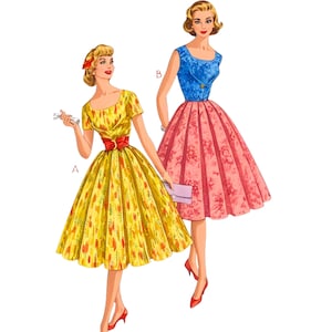 Vintage 1950s Sewing Pattern – Swing Rockabilly Dress, Box Pleats - Bust 38” (96.5cm)