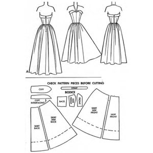 Vintage 1950's Sewing Pattern: Women's Strap/Strapless Evening Dress, Gown Bust 28/ 71.1cm image 2