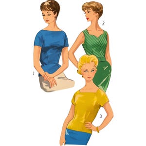 PDF - Vintage 1950s Pattern – Top, Three Styles in One - Bust: 36” (91.4cm) - Download